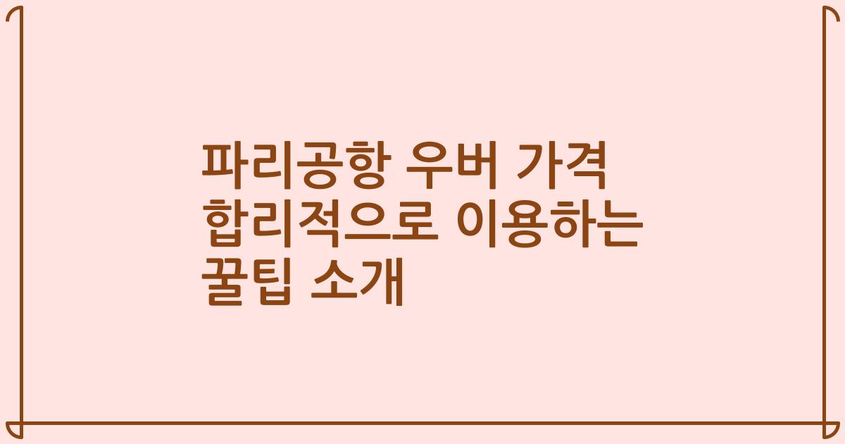 파리공항 우버 가격 합리적으로 이용하는 꿀팁 소개